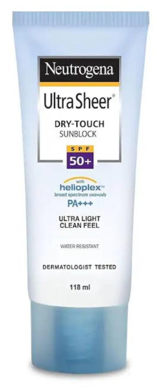 Neutrogena Ultra Sheer Dry-Touch Sunblock SPF 50+, 118ml
( Packing may vary
Expiry 3 / 27 )